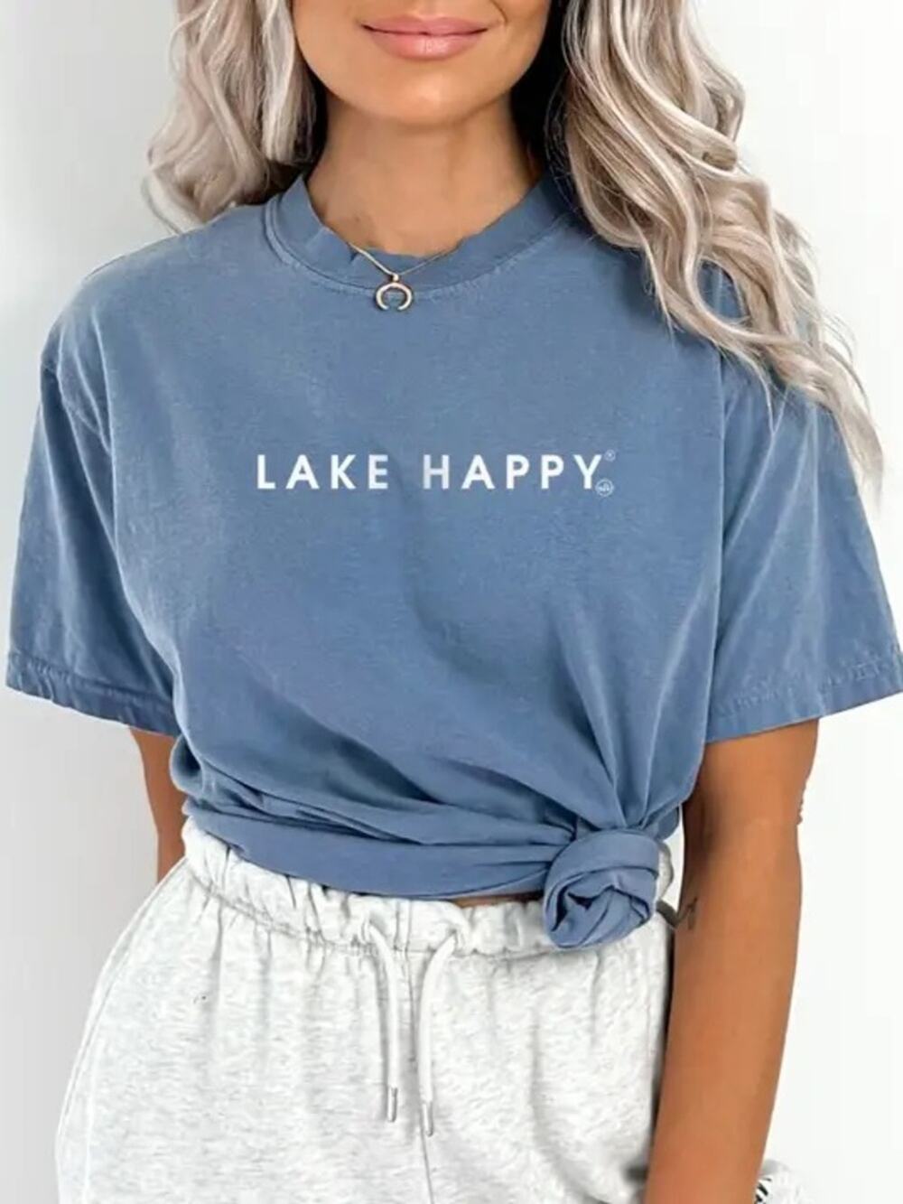 NWT Comfort Colors Lake Happy Blue Tee Lake Happy